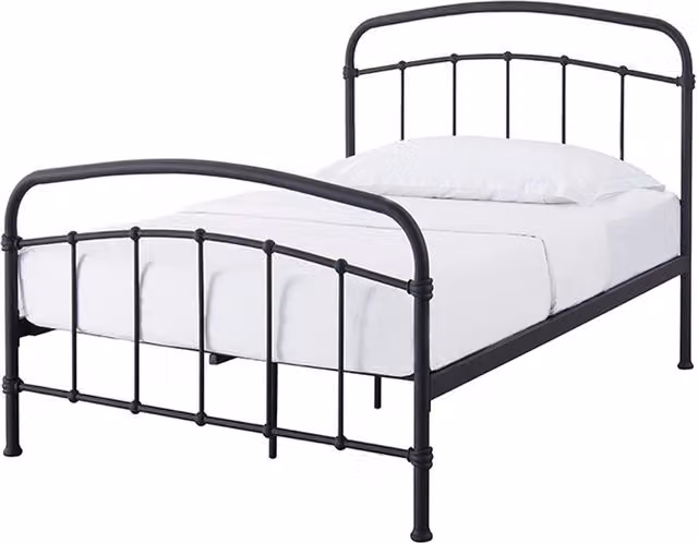 LPD Home Halston Industrial Metal Frame Bed in Black, W/D/H: 90 x 190 cm