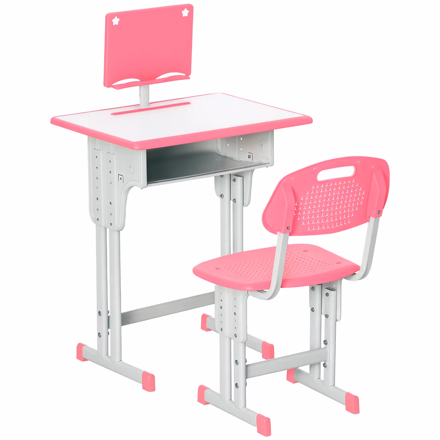 HOMCOM Height Adjustable Kids Desk and Chair Set in Pink – 2