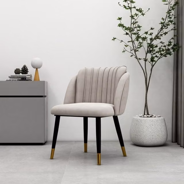 Life Interiors Milano Set of 4 Velvet Dining Chairs in Grey with Gold Metal Accents