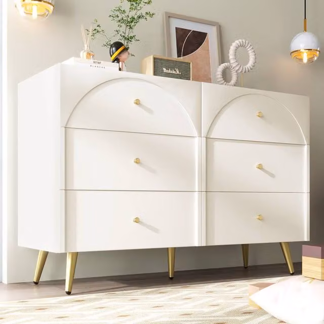 STILVORA 6-Drawer Chest of Drawers with Wooden Structure in Cream White – 1