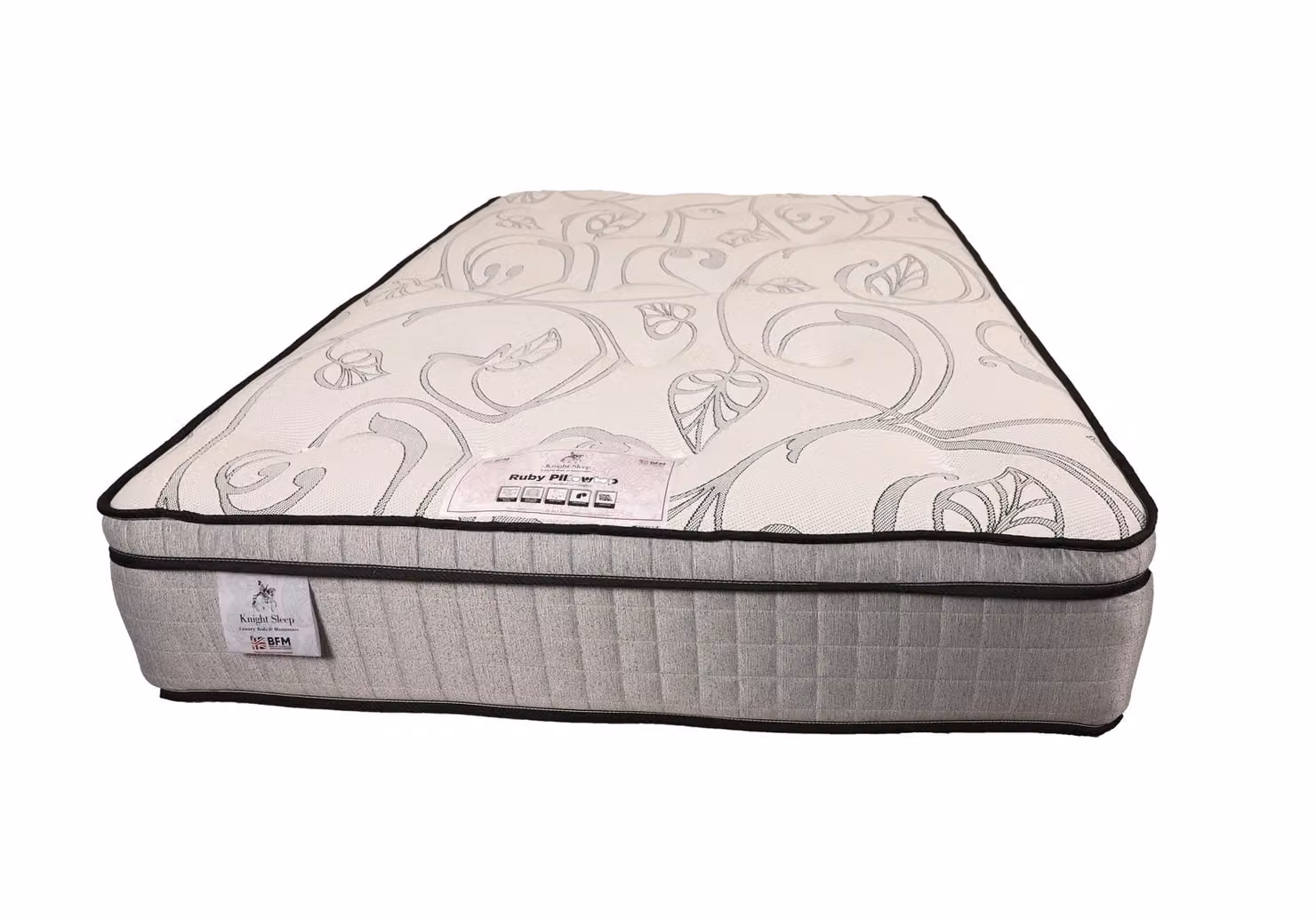 Knight Sleep Ruby Luxury Hybrid Pillowtop Mattress with Natural Fillings, White, King Size (W/D/H: 180 x 200 x 30 cm) – 2