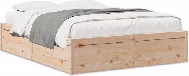 Berkfield Home Solid Wood Pine Bed Frame in Natural, W/D/H: 140 x 200 cm