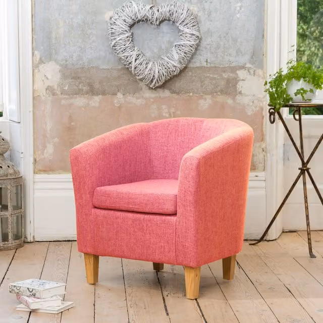 Artemis Home Alderwood Pink Fabric Tub Armchair, Width: 68 cm