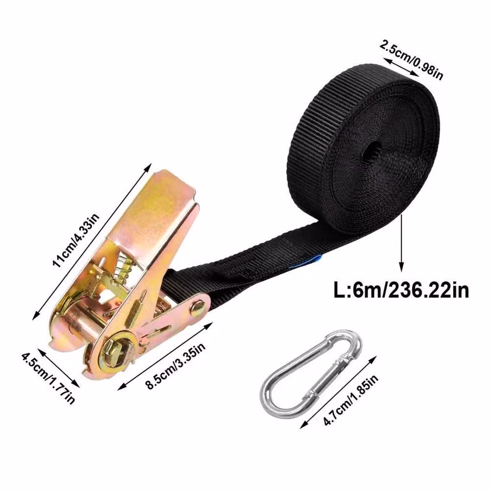 NESTLUNE 4-Pack Black Ratchet Tie Down Straps, 6 m x 25 mm – 2