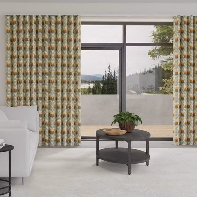 Orla Kiely Rosebud Made to Measure Blackout Wave Curtain in Orange and Multicolour Floral Design