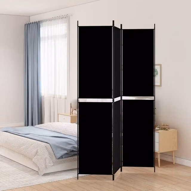 Berkfield Home 3-Panel Modern Room Divider in Black, W/H: 150 x 220 cm