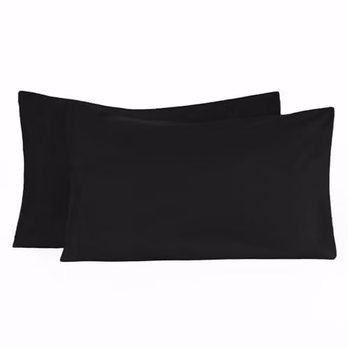 OHS 2 Pack Black Microfibre Housewife Pillowcases with Envelope Closure