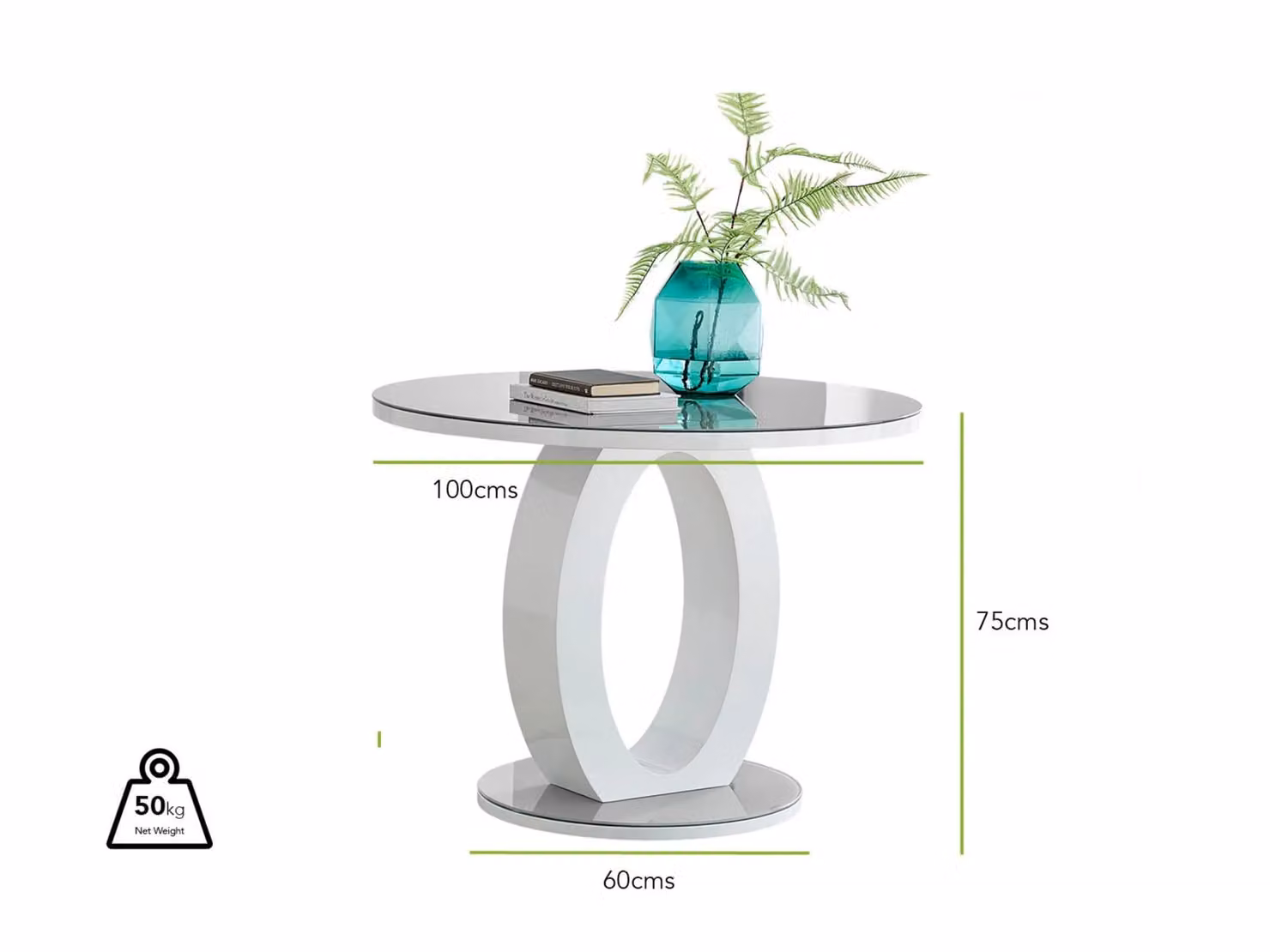 FurnitureboxUK Giovani Round Dining Table and Four Lorenzo Chairs Set with Grey Glass Top and Black Faux Leather Chairs, Diameter: 100 cm – 3
