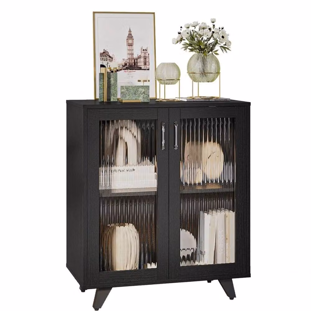 Hinsinc Modern Black 2 Door Sideboard and Kitchen Buffet Cupboard – 3