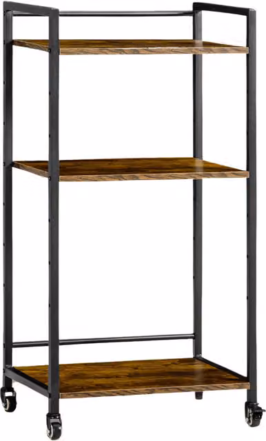 Pirlo Plush 3 Tier Printer Trolley with Adjustable Shelves in Brown