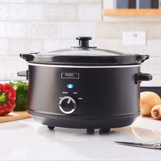 Cooks Professional 3.5L Slow Cooker in Black with Glass Lid and Removable Dishwasher Safe Bowl – 1