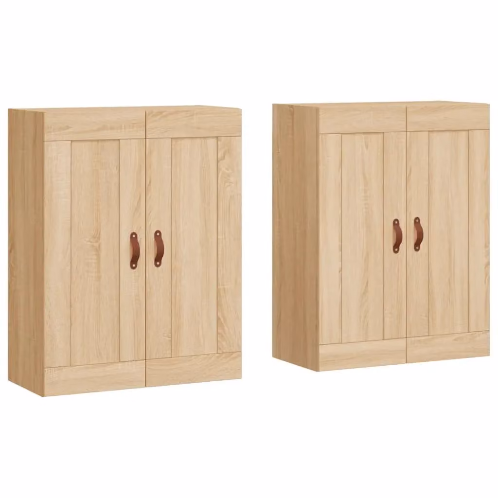 Berkfield Home Wall Mounted Cabinets, 2 Piece Set in Sonoma Oak Brown Engineered Wood