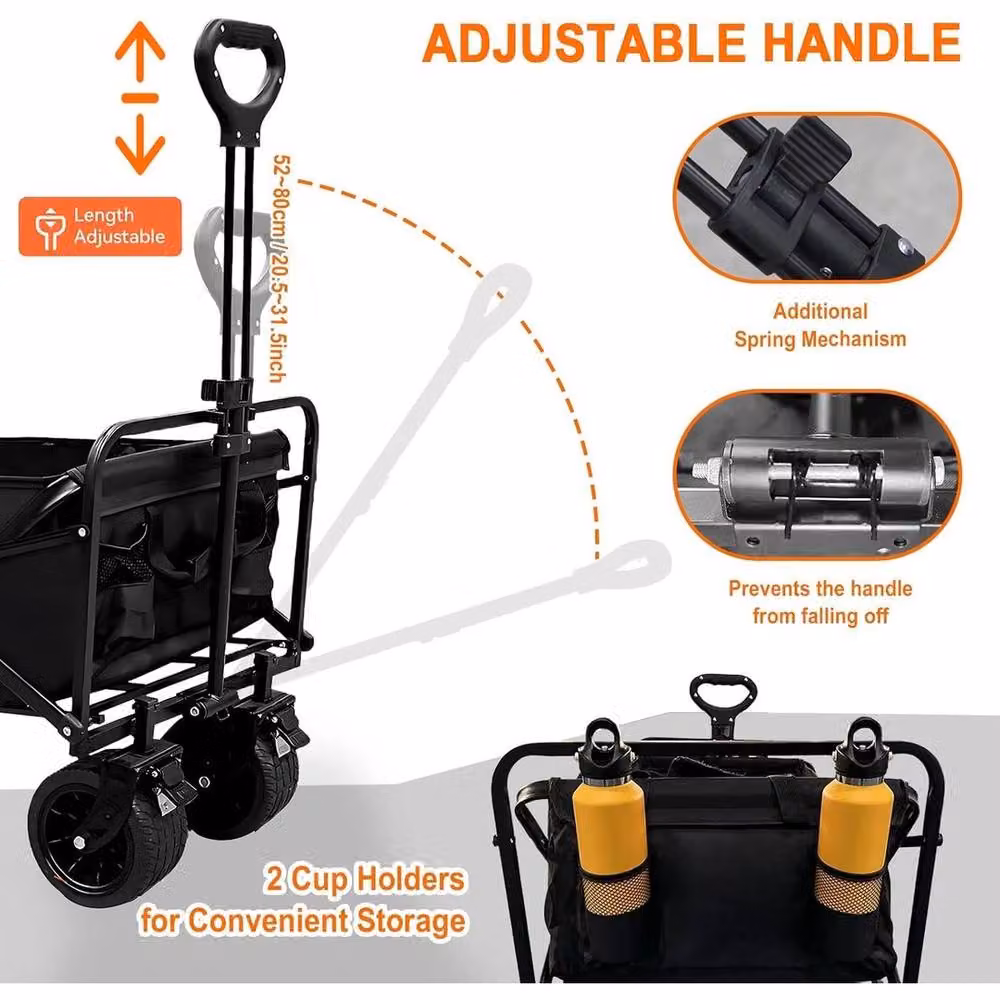 NESTLUNE Heavy Duty Folding Festival Wagon Garden Trolley in Black – 5