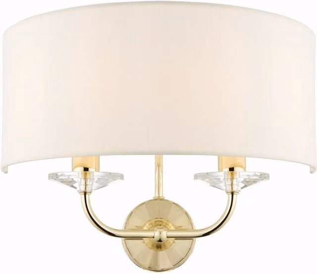 Netlighting Nixon 2 Light Indoor Candle Wall Light in Brass and White with E14 Base