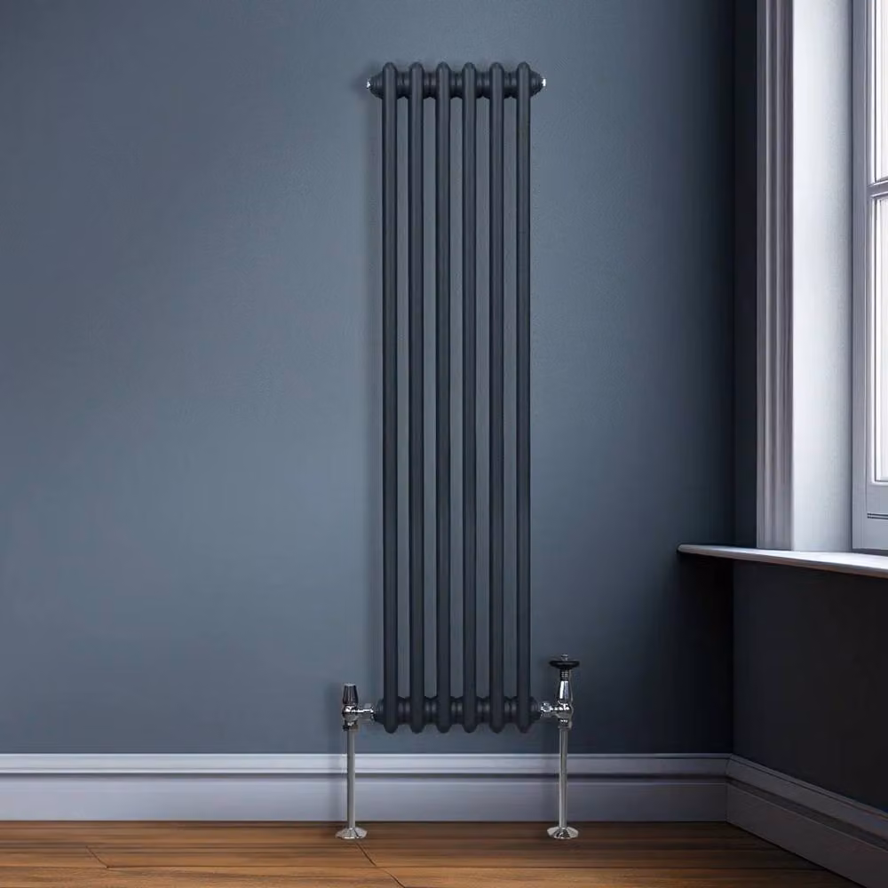 Monstershop Traditional 3 Column Steel Radiator in Anthracite Grey, H: 150 cm, W: 29.2 cm, D: 10 cm – 4