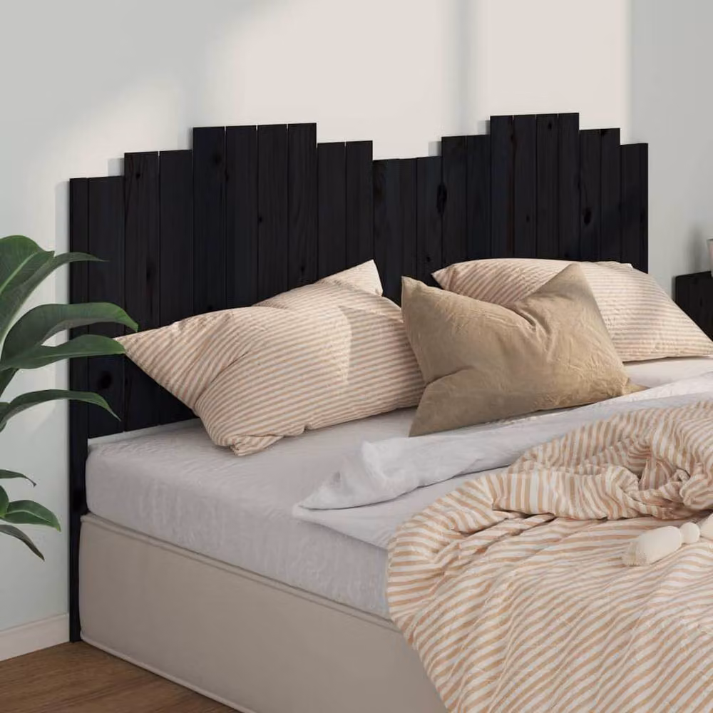 Berkfield Home Rustic Black Solid Pine Wood Bed Headboard W/D/H: 206 x 4 x 110 cm – 2