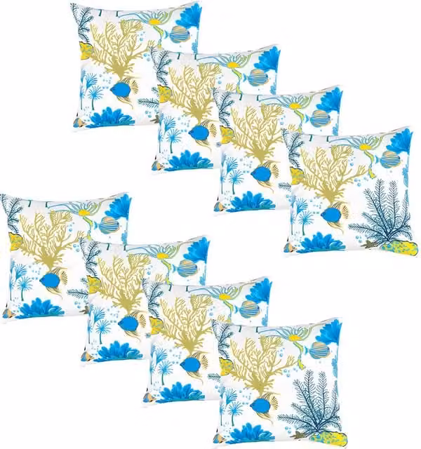 Gardenista Floral Printed Outdoor Scatter Cushion in Aquatic Blue