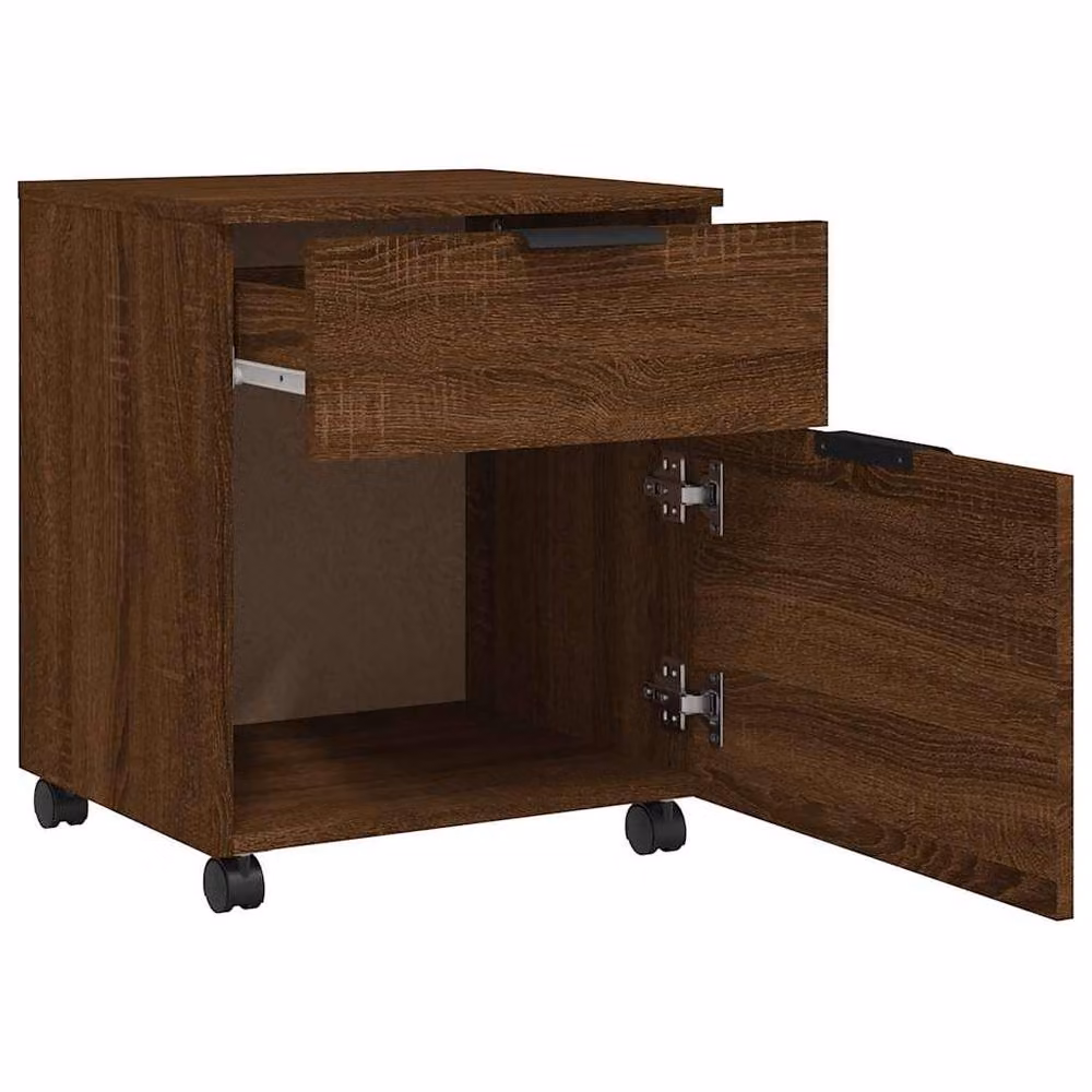 Berkfield Home Mobile File Cabinet with Wheels in Brown Oak, W/D/H: 45 x 38 x 54 cm – 3