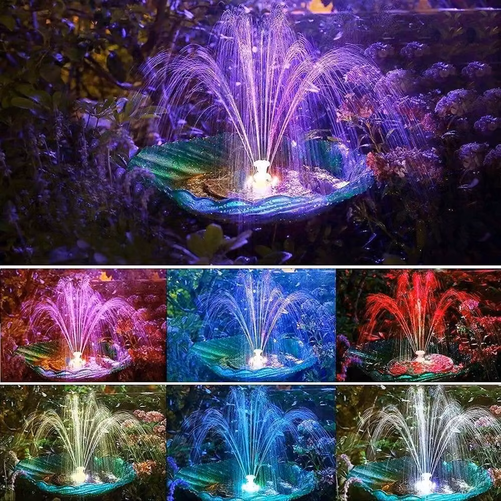 FLAVORA Floating Solar Fountain Pump with RGB LED for Pools, Bird Baths and Ponds, Black – 7