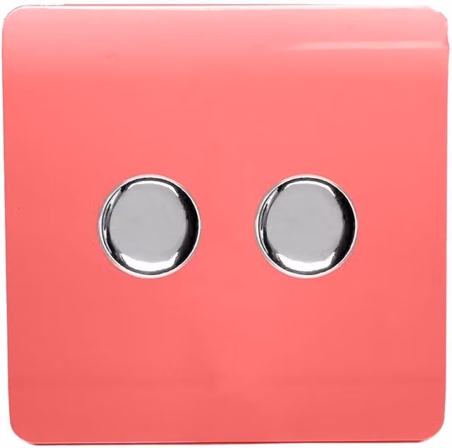 Trendi Modern Glossy Tactile 2 Gang 2 Way LED Dimmer Switch in Strawberry Red – 1