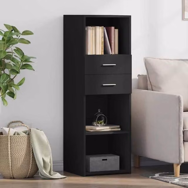 Berkfield Home Modern Black Matt Highboard W/D/H: 40 x 42.5 x 124 cm