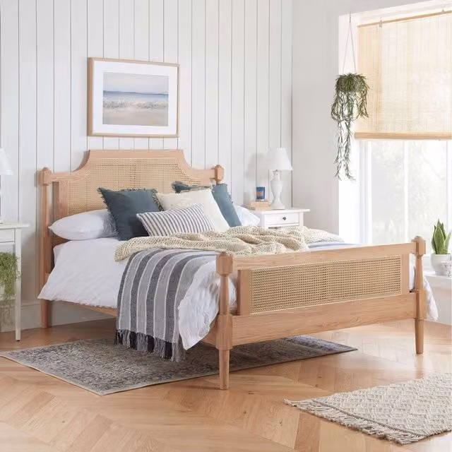Birlea Rhodes Oak Rattan Bedstead in Brown