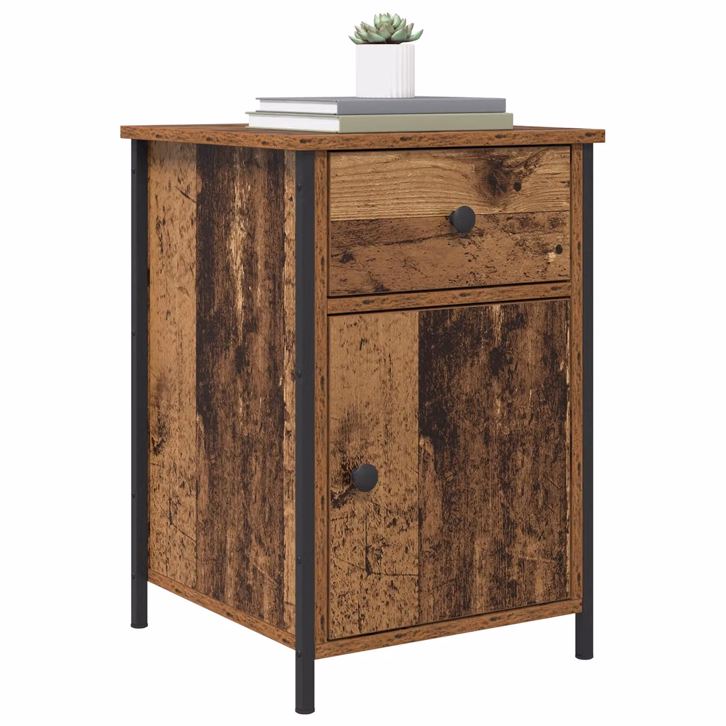 Berkfield Home Set of 2 Bedside Cabinets in Old Wood Brown, W/D/H: 40 x 42 x 60 cm – 3