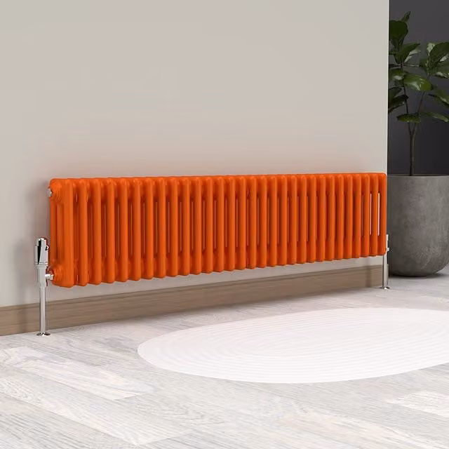 Lux Heat Horizontal Column Radiator in Sunburst Orange, W/H: 30 x 137 cm
