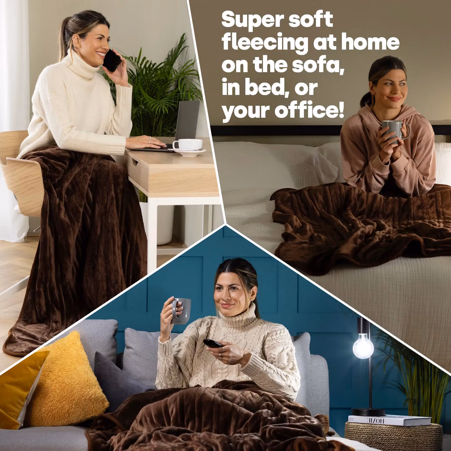 LIVIVO Electric Heated Fleece Blanket in Brown, W/D/H: 130 x 160 cm – 4