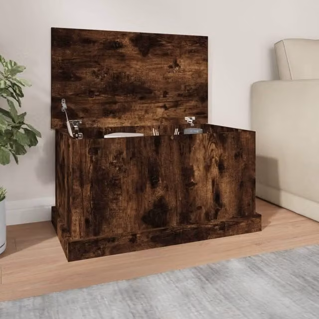 Berkfield Home Smoked Oak Storage Box in Brown, W/D/H: 70 x 40 x 38 cm – 1