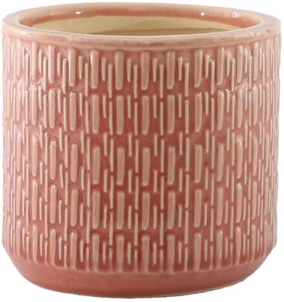KDMD Hortus Salmon Pink Ceramic Planter Pot H 14 cm x Dia 15.5 cm