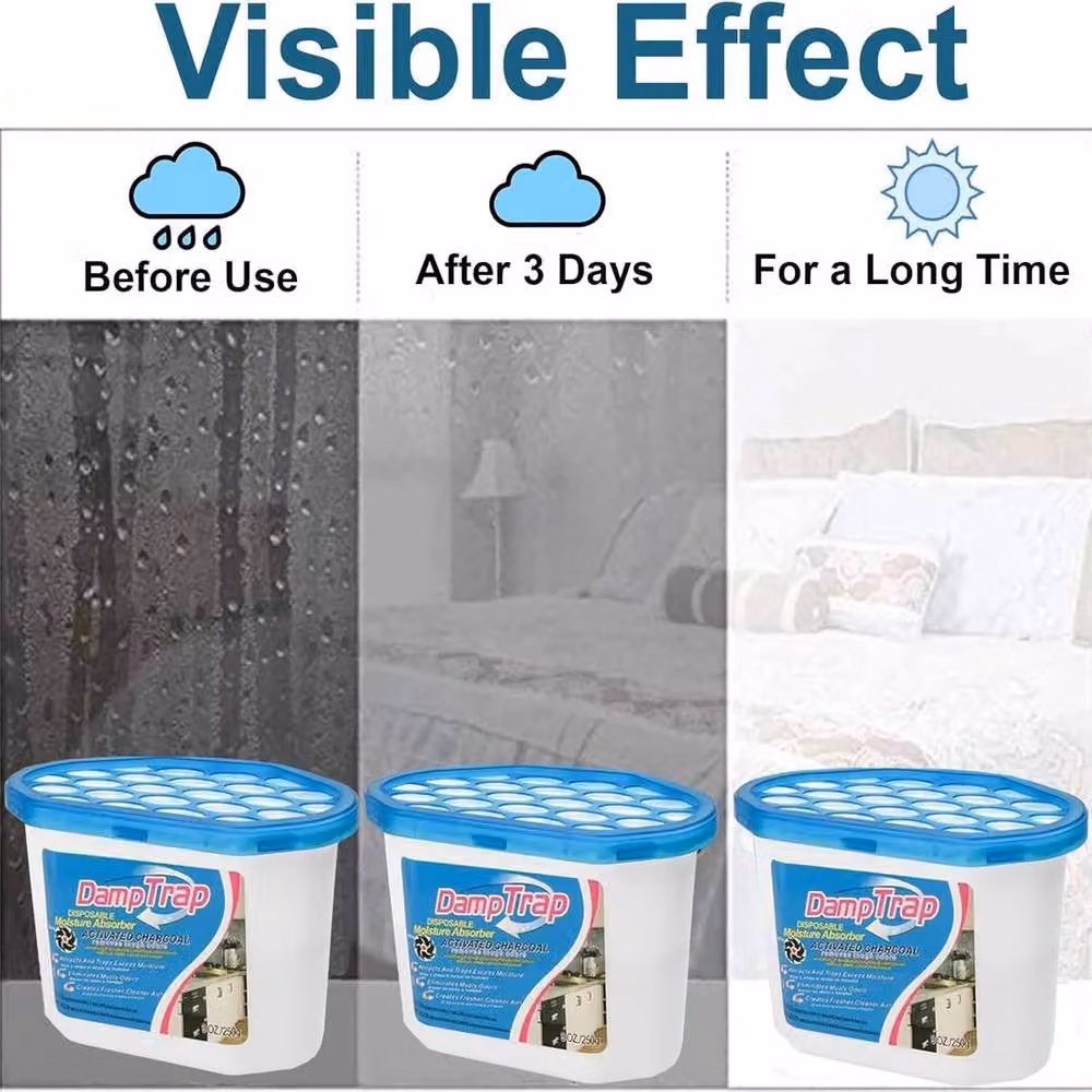 ATEK Disposable Dehumidifier Pack of 10, 500ml Blue Moisture Absorber and Condensation Remover – 3