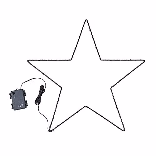 MiniSun Battery Operated Small Black Outdoor Integrated Warm White LED Star String Lights, IP44 Rated – 1