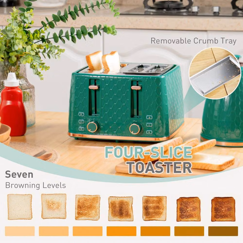 STILVORA Kettle and Toaster Set in Green with 1.7 l Kettle – 5