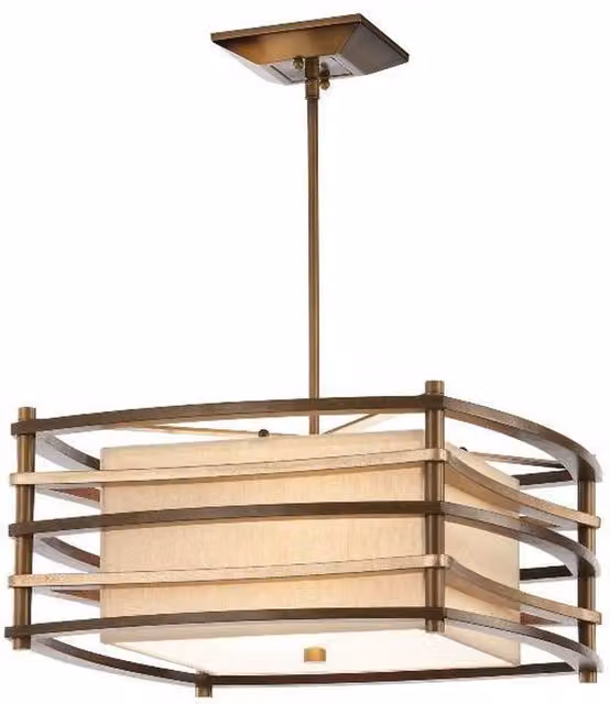 Elstead Moxie 2 Light Small Ceiling Pendant Bar in Bronze and Beige with E27 bulb compatibility