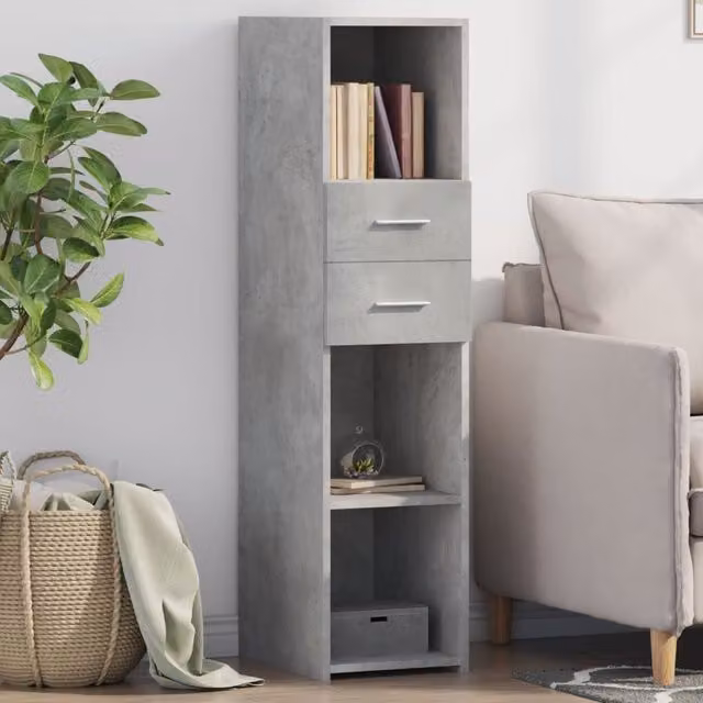 Berkfield Home Modern Highboard in Concrete Grey, W/D/H: 30 x 42.5 x 124 cm – 1