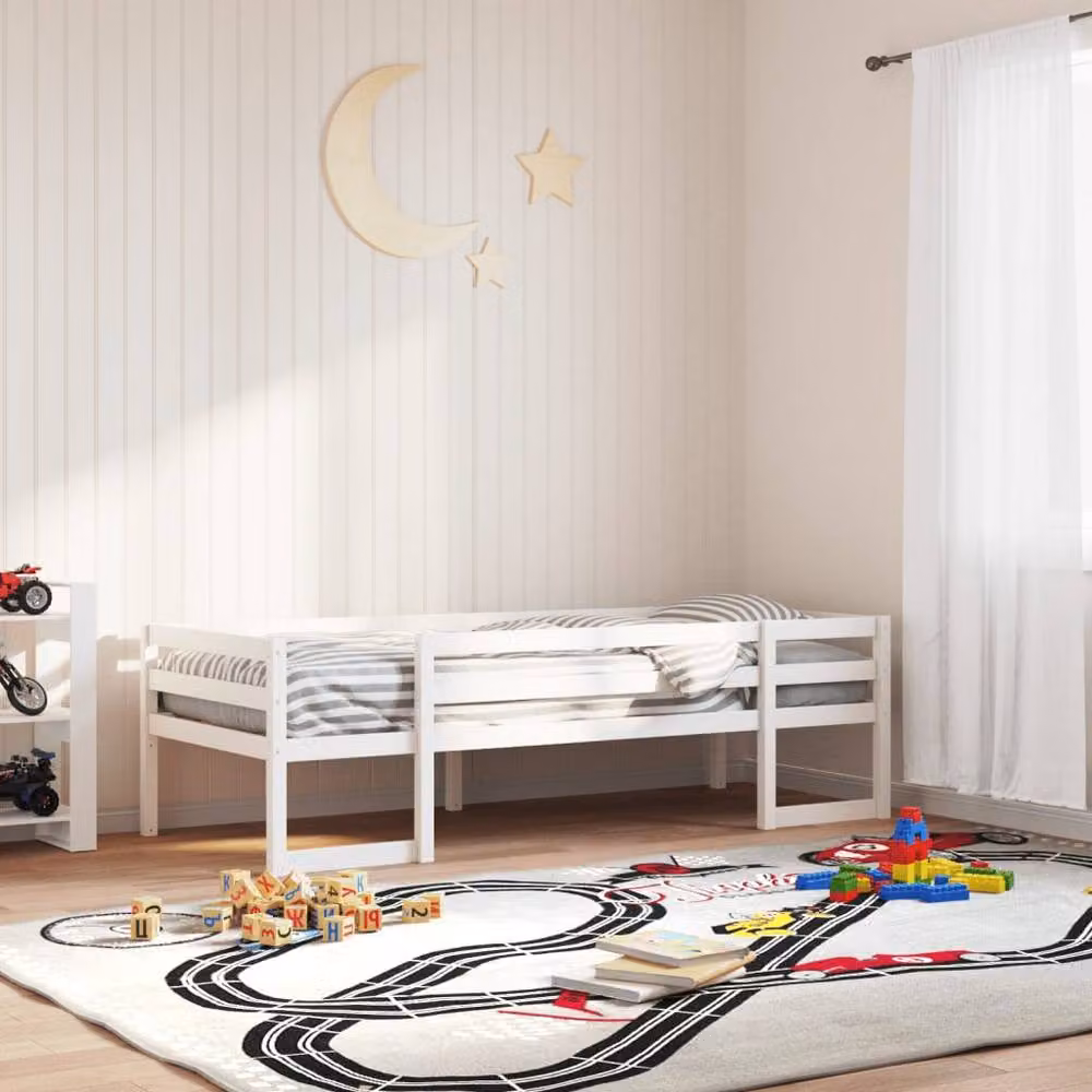 Berkfield Home Kids' Solid Wood Pine Bed Frame, White, W/D/H: 90 x 200 cm – 2