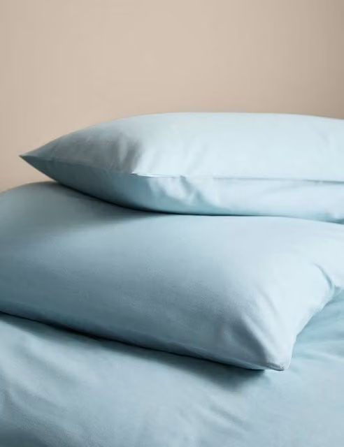 M&S Body Sensor Pure Cotton Pillowcases, 2 Pack, Blue