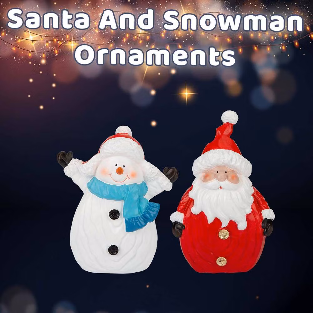 VFM e-Store Santa and Snowman Christmas Ornaments, 2 Pack, Multicolour, H 16 cm x W 13 cm – 2