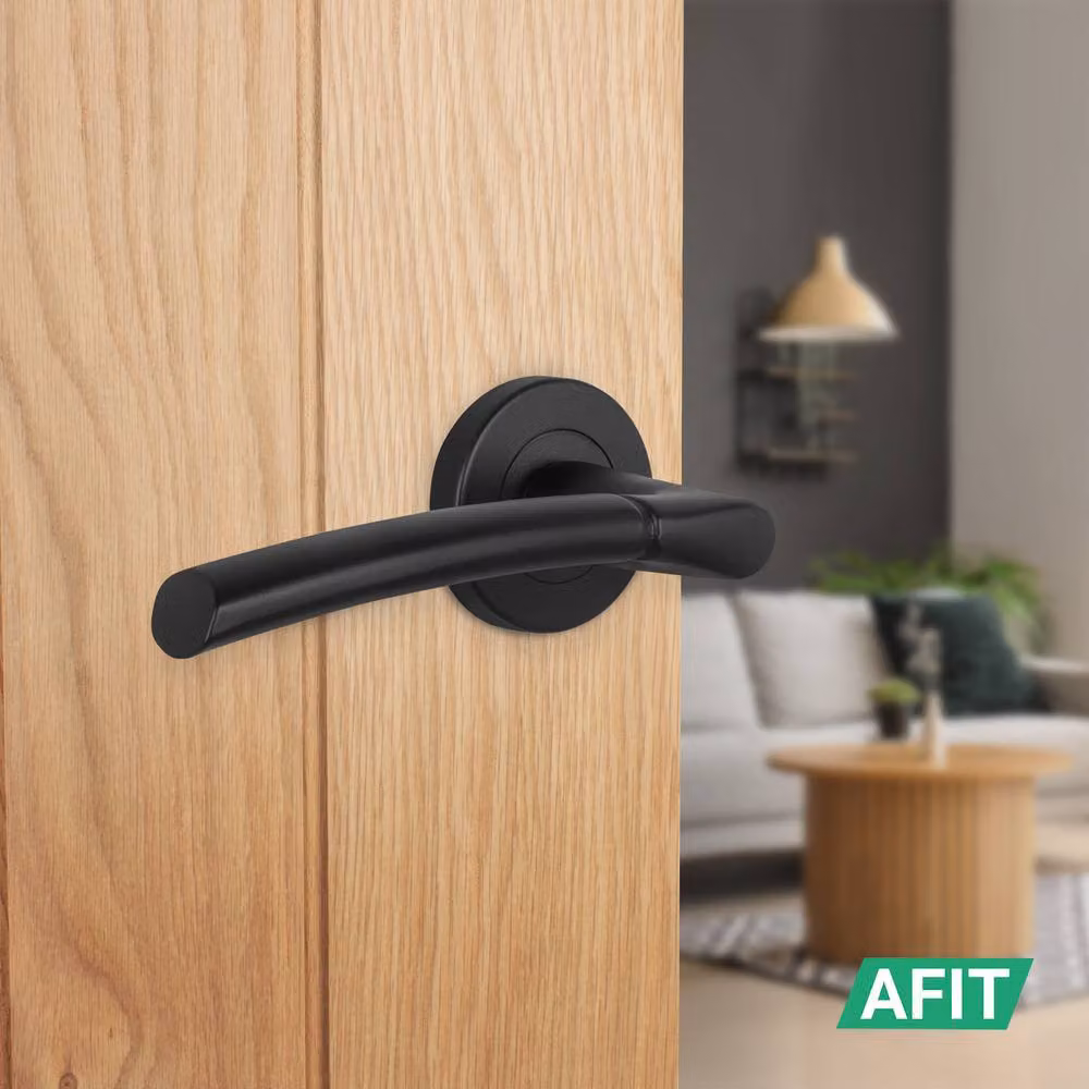 AFIT Matt Black Round Rose Internal Door Handle Lever, 6 Pairs, W: 15.0 cm, D: 12.0 cm, H: 15.0 cm – 5