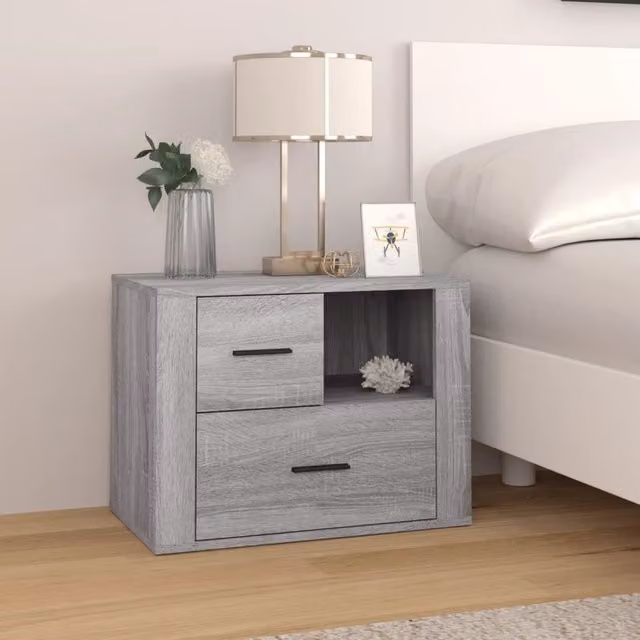 Berkfield Home Grey Sonoma Bedside Cabinet in Engineered Wood W/D/H: 60 x 36 x 45 cm – 1
