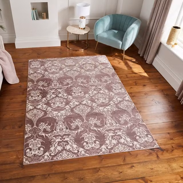 Laurence Llewelyn-Bowen Imperial Rug Wine Floral Rectangular Polyester Red and Purple