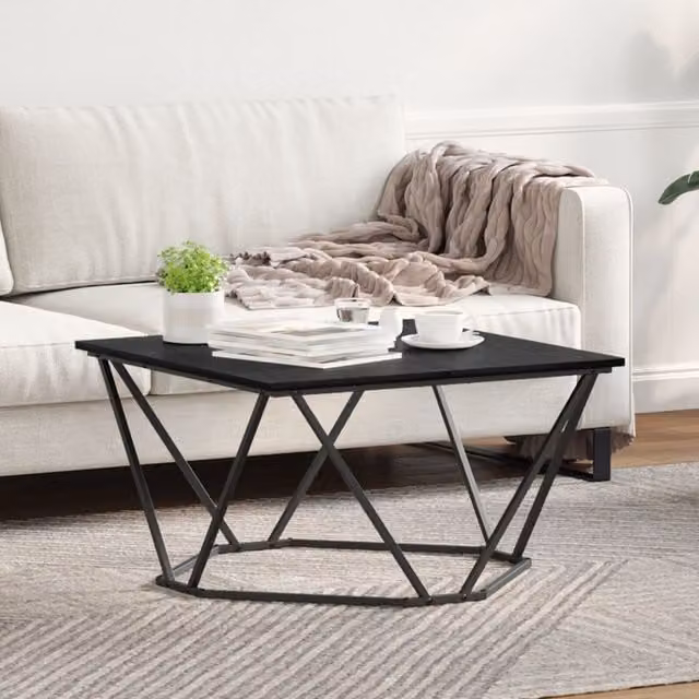 Berkfield Home Black Oak and Metal Rectangular Sleek Coffee Table – 1