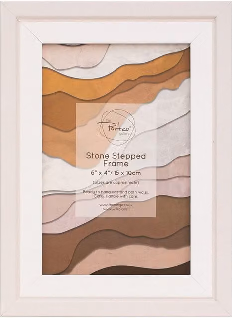 The Port. Co Gallery Modern Single Stepped Tabletop Photo Frame, Stone/White, W/D/H: 15 x 15 x 1.0 cm