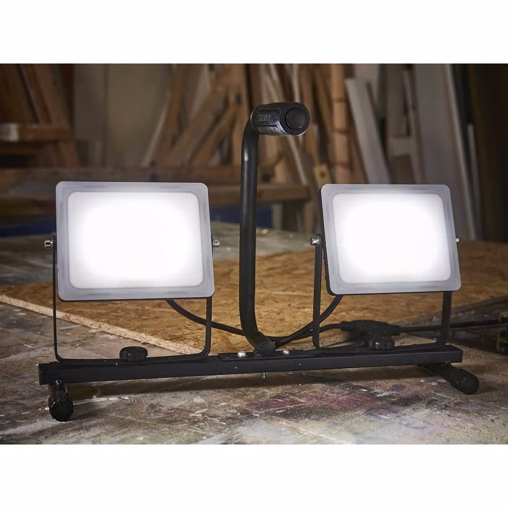 Stanley Twin Worklight 5400 Lu Black and Multicolour Adjustable Shatterproof Floodlight with UK Plug – 3