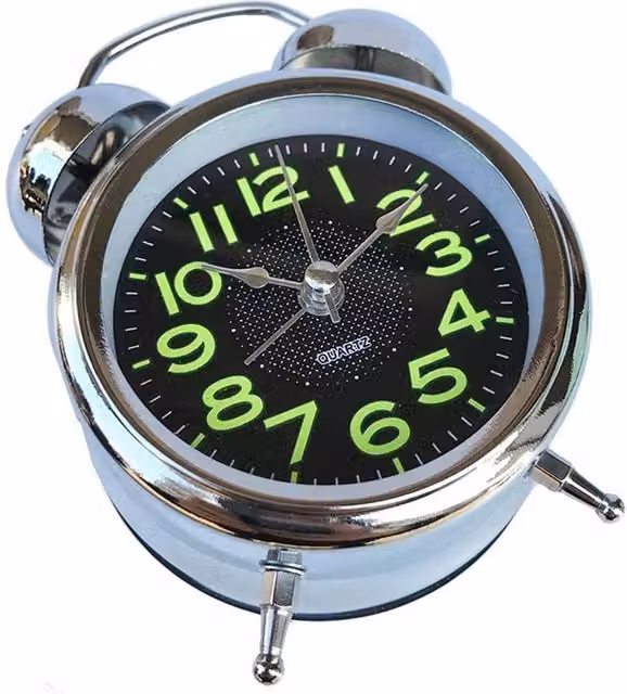 KORVIXA Vintage Silver Twin Bell Analog Tabletop Alarm Clock – 1