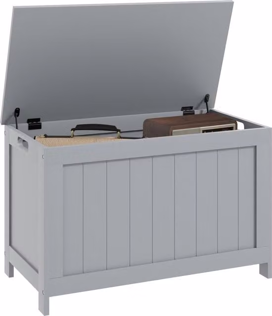 HOMCOM Modern Wooden Storage Chest in Grey, W/D/H: 76 x 40 x 48 cm
