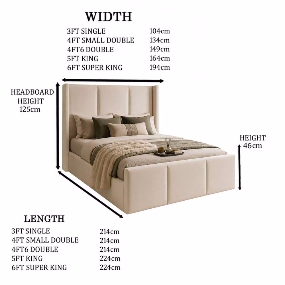 Desire Deco Carson Wingback Ottoman Storage Bed Frame in Beige Plush Velvet, Super King (200 x 200 cm) – 2