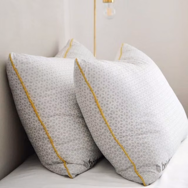 Brightr Sleep Stella 2 Pack Hybrid Cooling Neck and Side Sleeper Pillows in White, featuring Adjustable Memory Foam and Down Alternative with Medium Soft Support