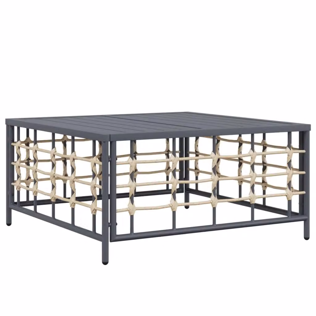 Berkfield Home Anthracite Poly Rattan Garden Table in Black W/D/H: 70 x 70 x 34 cm – 2